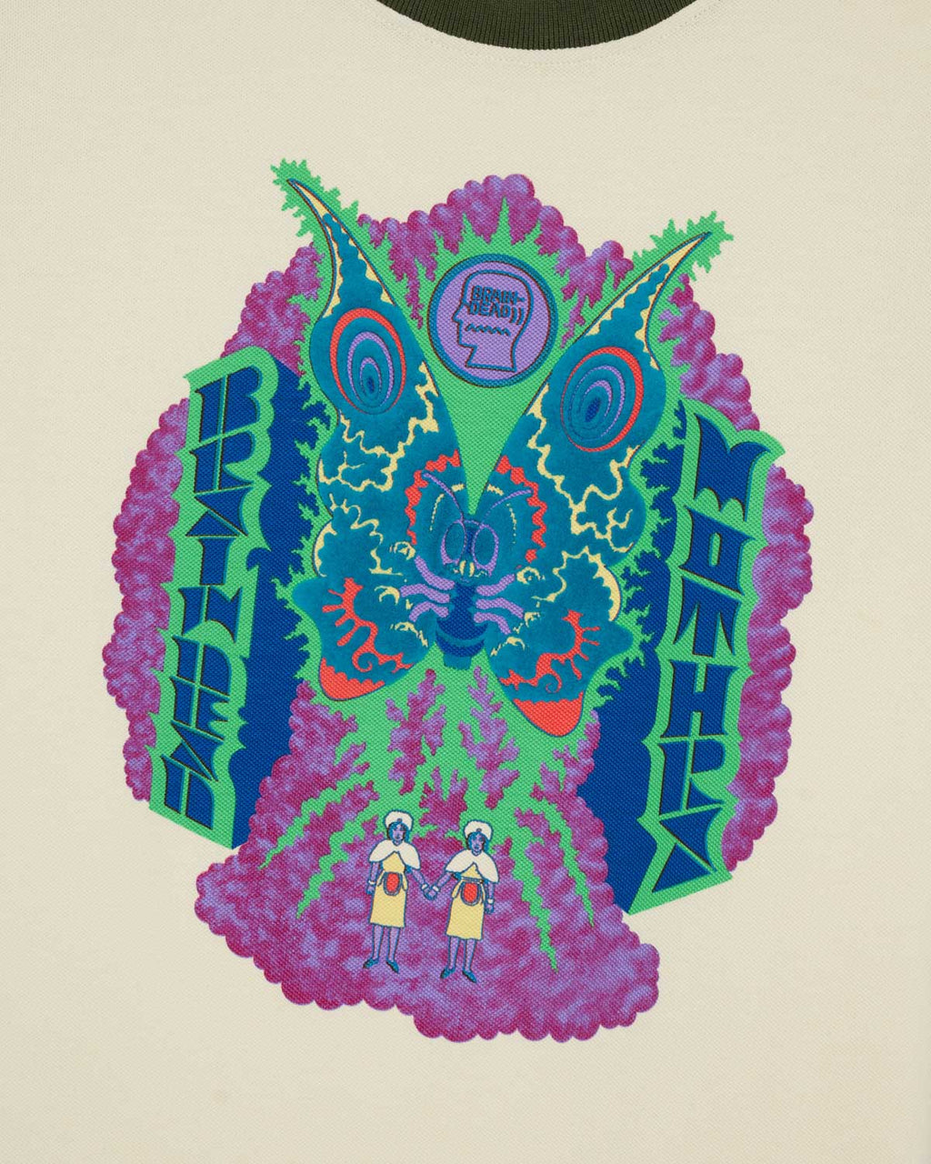 Brain Dead x Godzilla Mothra Pique Football T-shirt - Natural 2