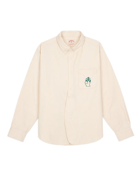 CINOH チノ 最高級FINX リングカフスシャツ プルオーバー バンドカラー Brooks Brothers California Half Placket Oxford Button Up - Natural