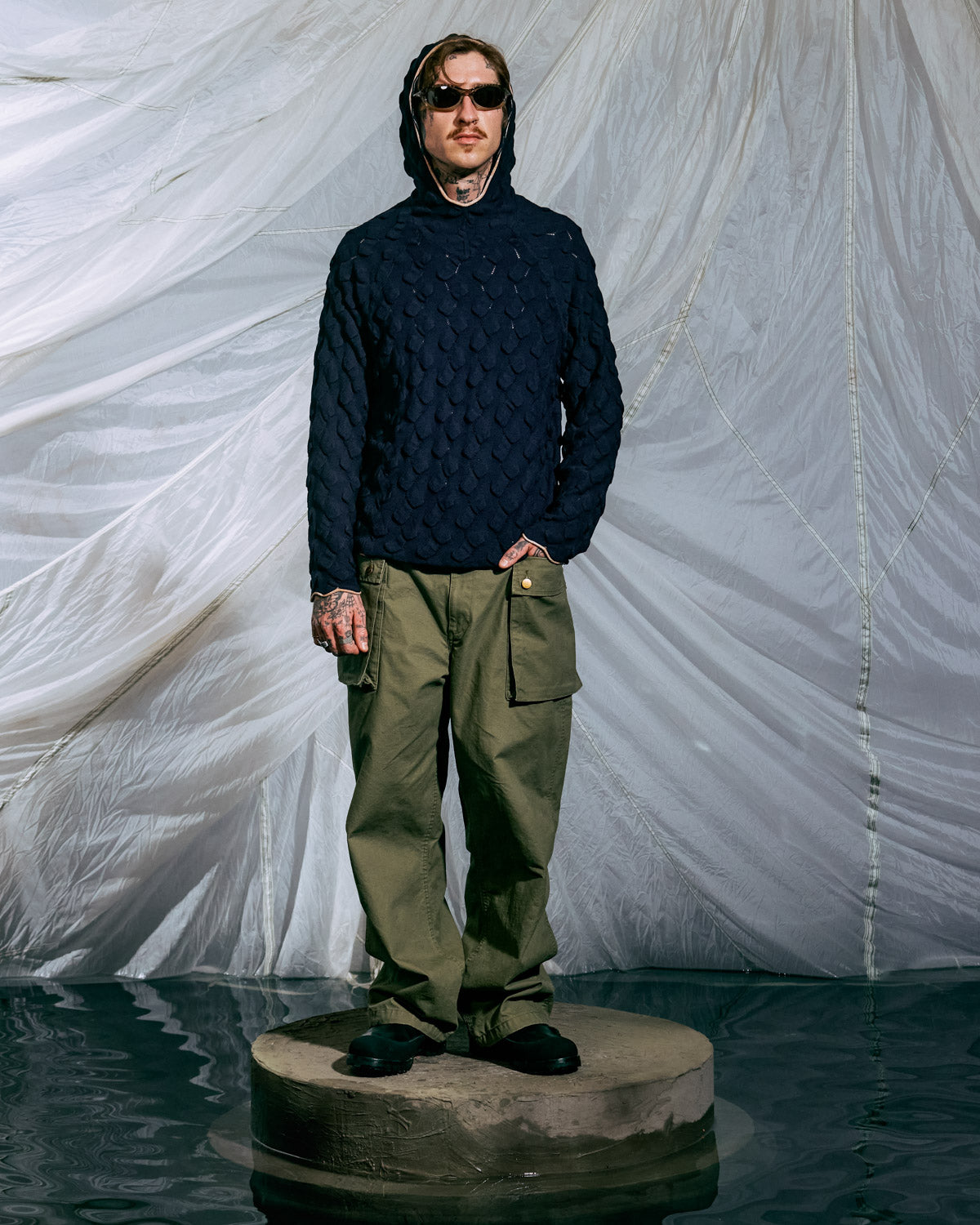 Bubble Knit Hoodie - Midnight Blue 4