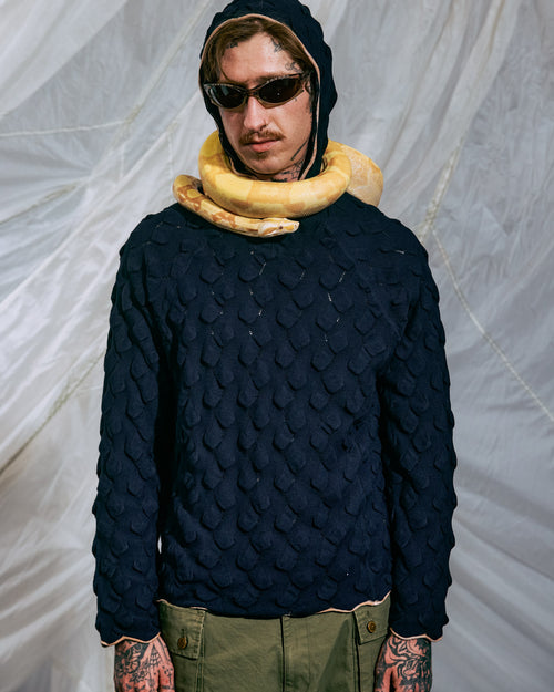 Bubble Knit Hoodie - Midnight Blue 2