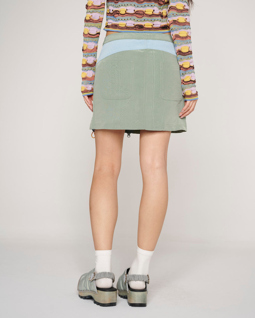 Bungee Zip Mini Skirt - Seafoam 5