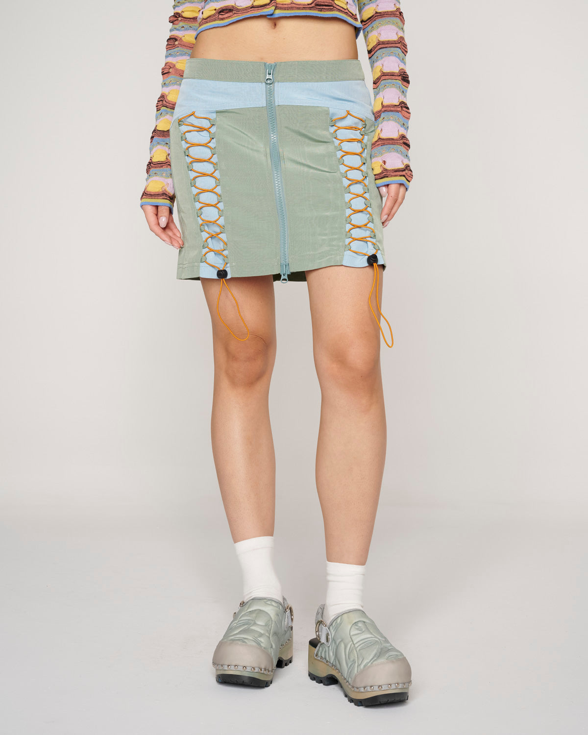 Bungee Zip Mini Skirt - Seafoam 4