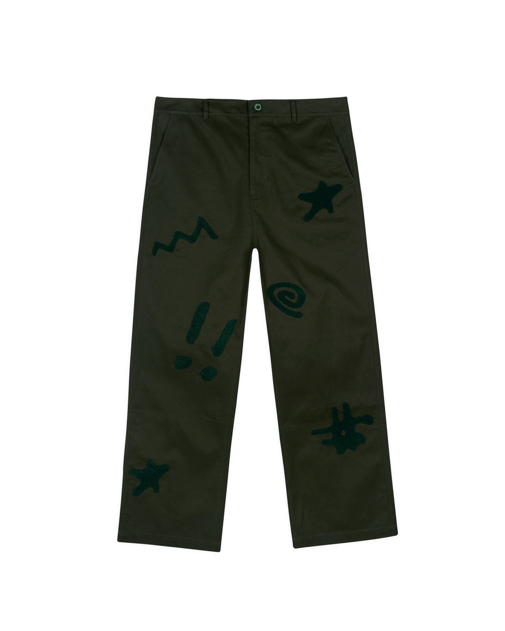 Chenille Symbols Four Pocket Pant - Deep Green