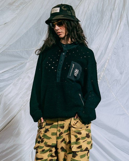 Hole Mock Neck Pullover - Black 2