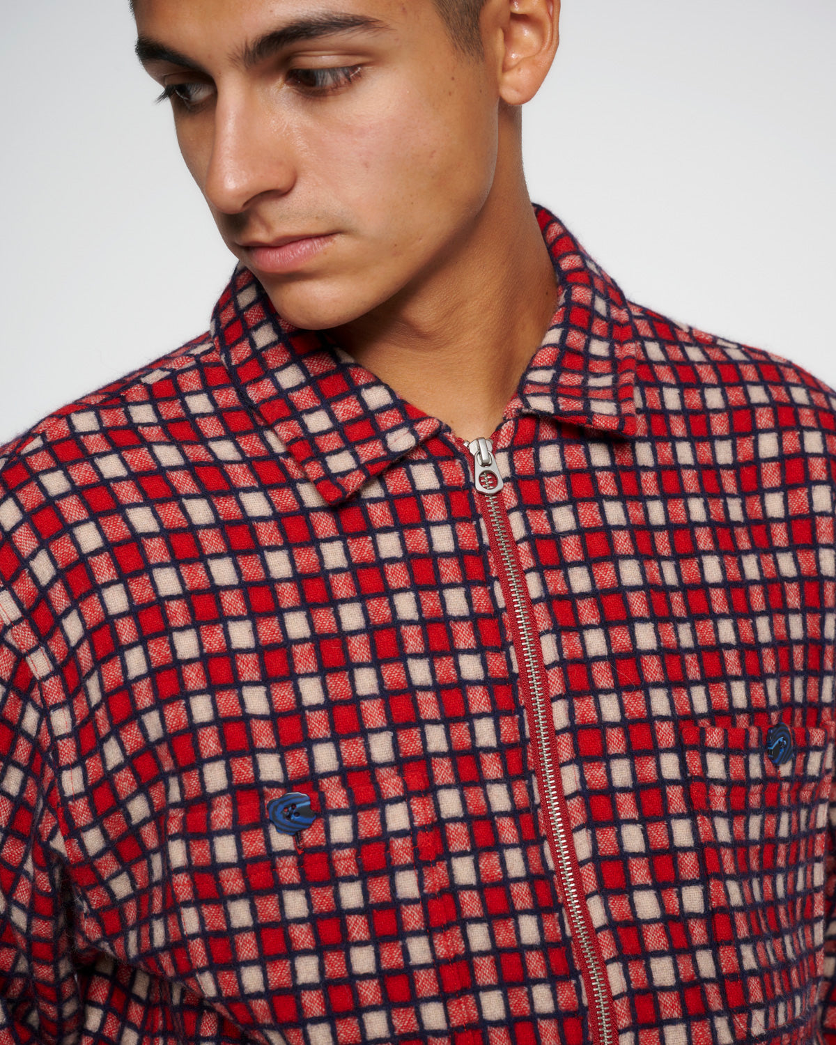 Check Mate Flannel Zip Shirt - Red