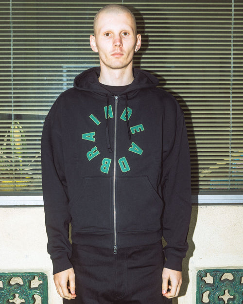 Collegiate Zip Up Hoodie - Black 2