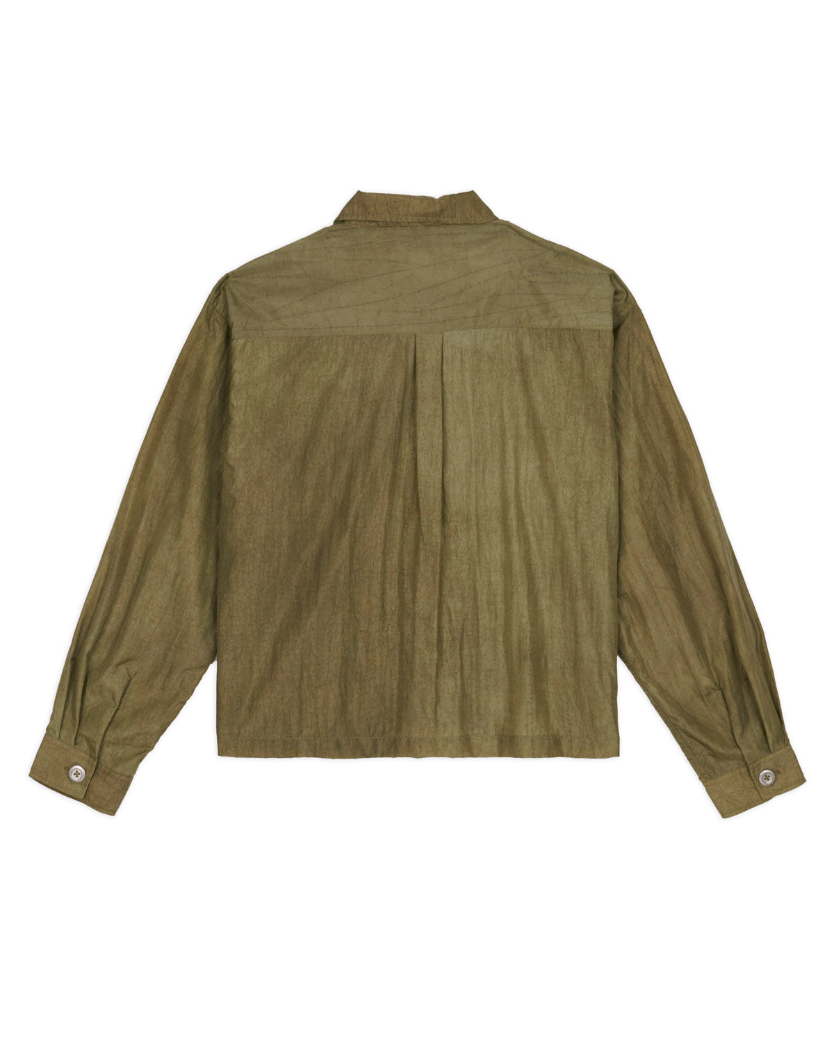 Cropped Nylon Button Up Shirt - Army – Brain Dead