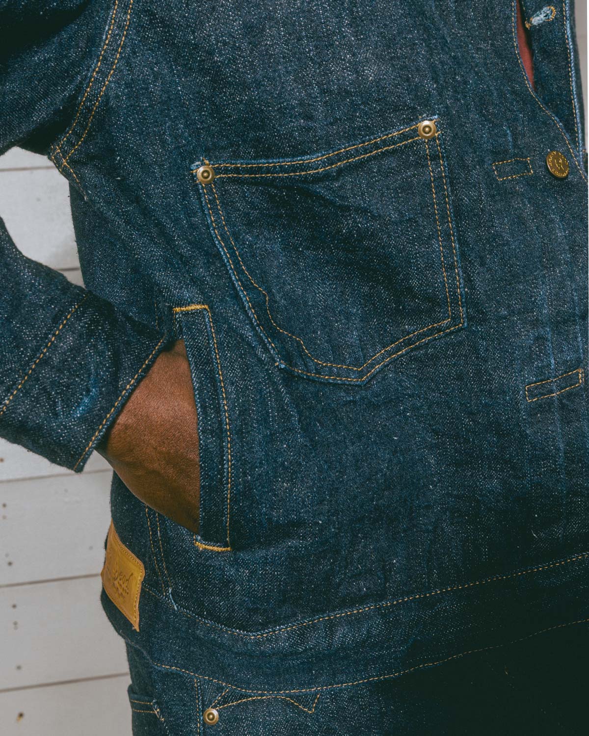 15.5oz Selvedge Denim Trucker Jacket -Rinsed Indigo 4