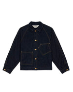 Denim Cropped Engineer Jacket - Washed Indigo 1