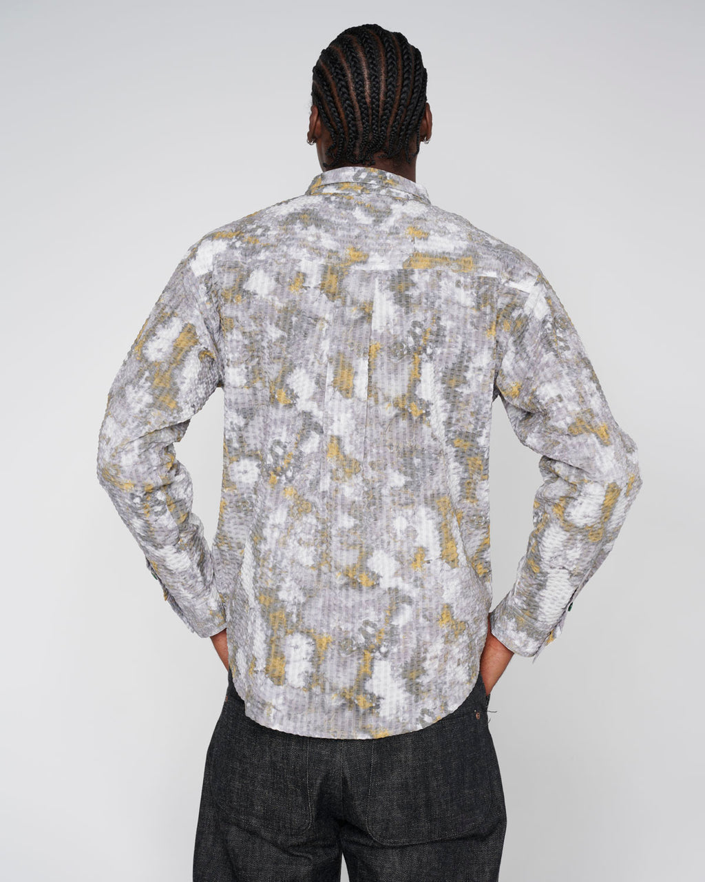 Distorted Heat Long Sleeve Button Up - Grey 5