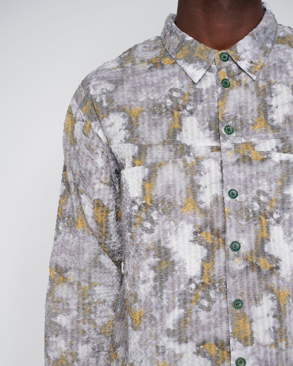 Distorted Heat Long Sleeve Button Up - Grey 6