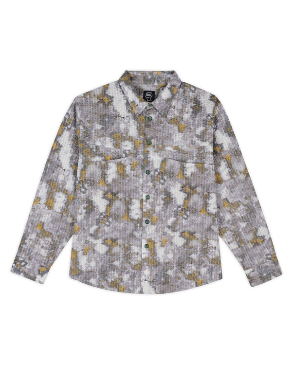 Distorted Heat Long Sleeve Button Up - Grey