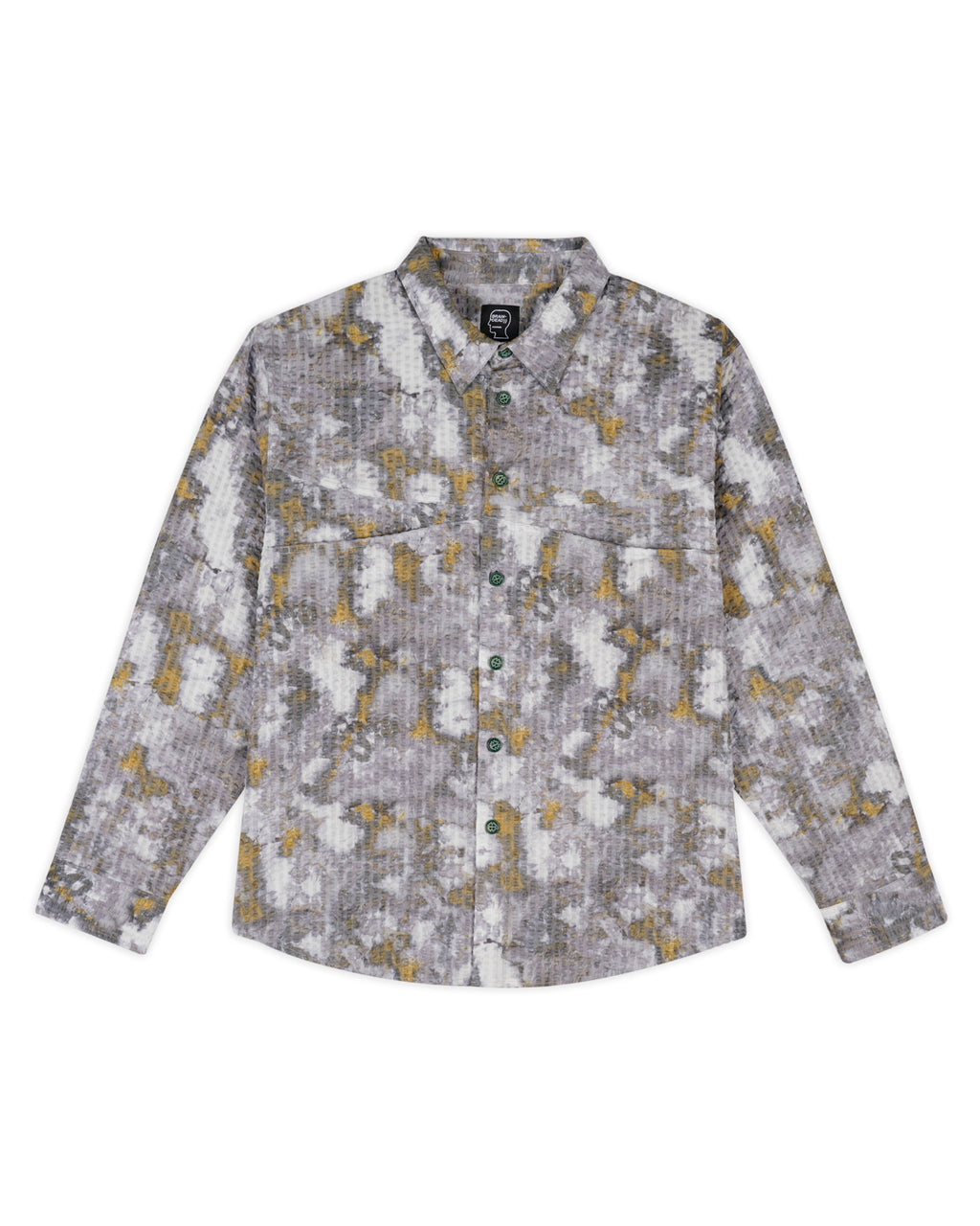 Distorted Heat Long Sleeve Button Up - Grey 1