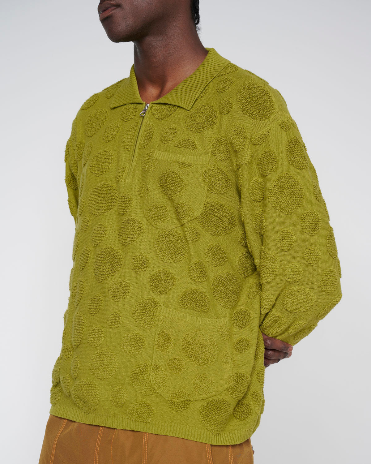 Dot Half Zip Sweater - Moss