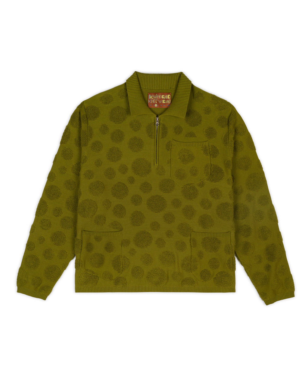 Dot Half Zip Sweater - Moss