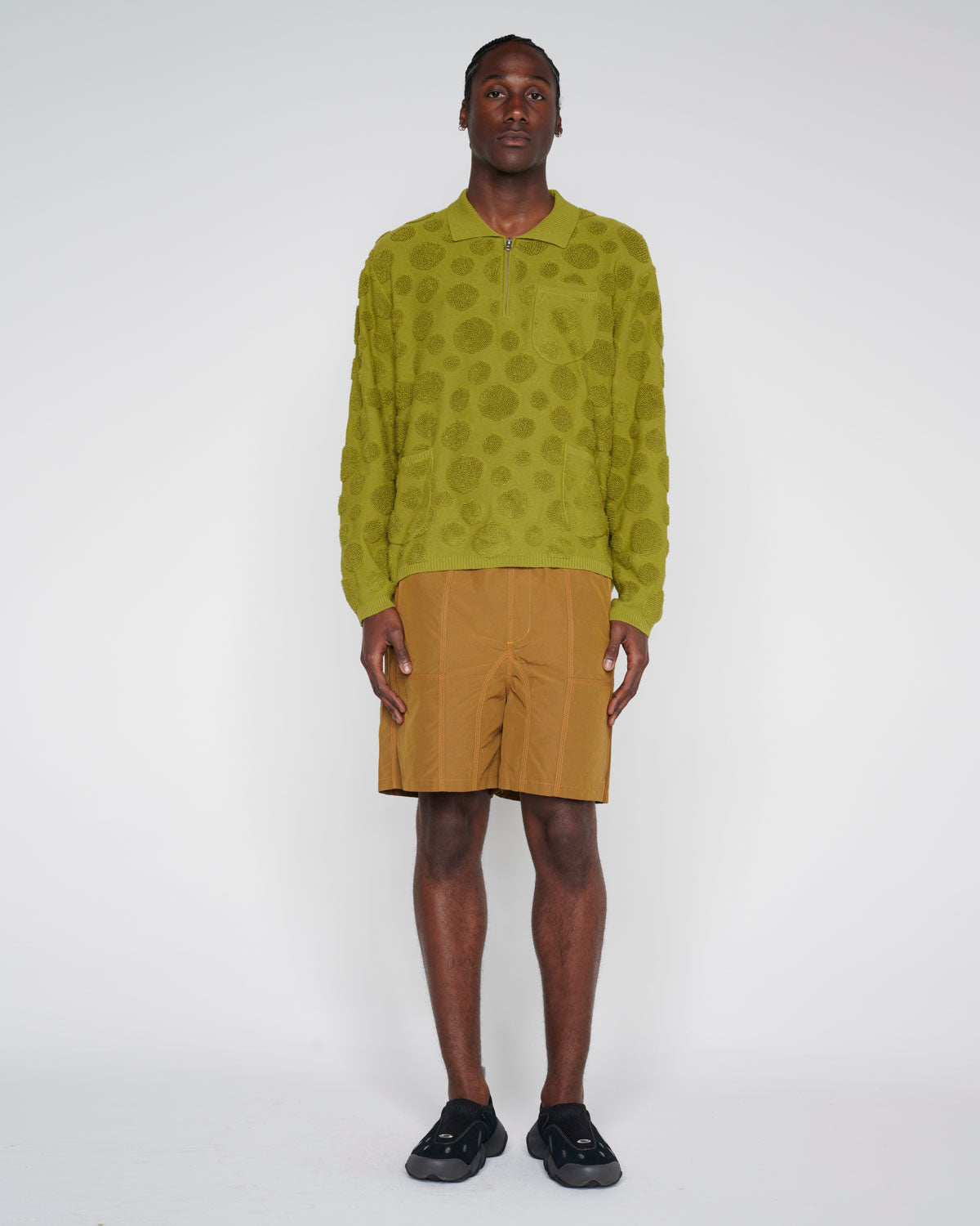 Dot Half Zip Sweater - Moss