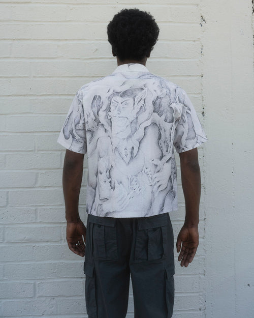 Dragonspeaker Seersucker Short Sleeve Button Up - White Multi 2