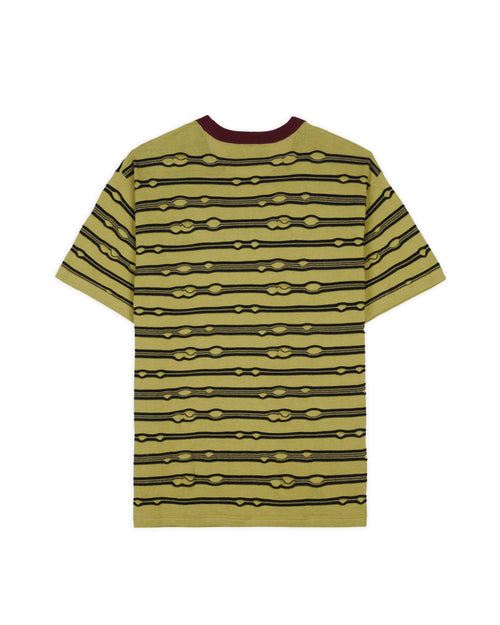 Embroidered Puckered Striped T-shirt - Lime 2