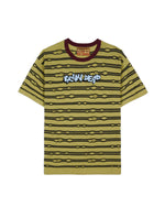 Embroidered Puckered Striped T-shirt - Lime 1