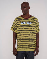 Embroidered Puckered Striped T-shirt - Lime 4