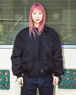 Embroidered 3D Flight Jacket  - Black 2