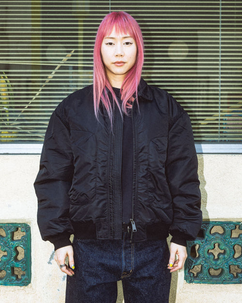 Embroidered 3D Flight Jacket  - Black 2