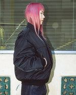 Embroidered 3D Flight Jacket  - Black 4