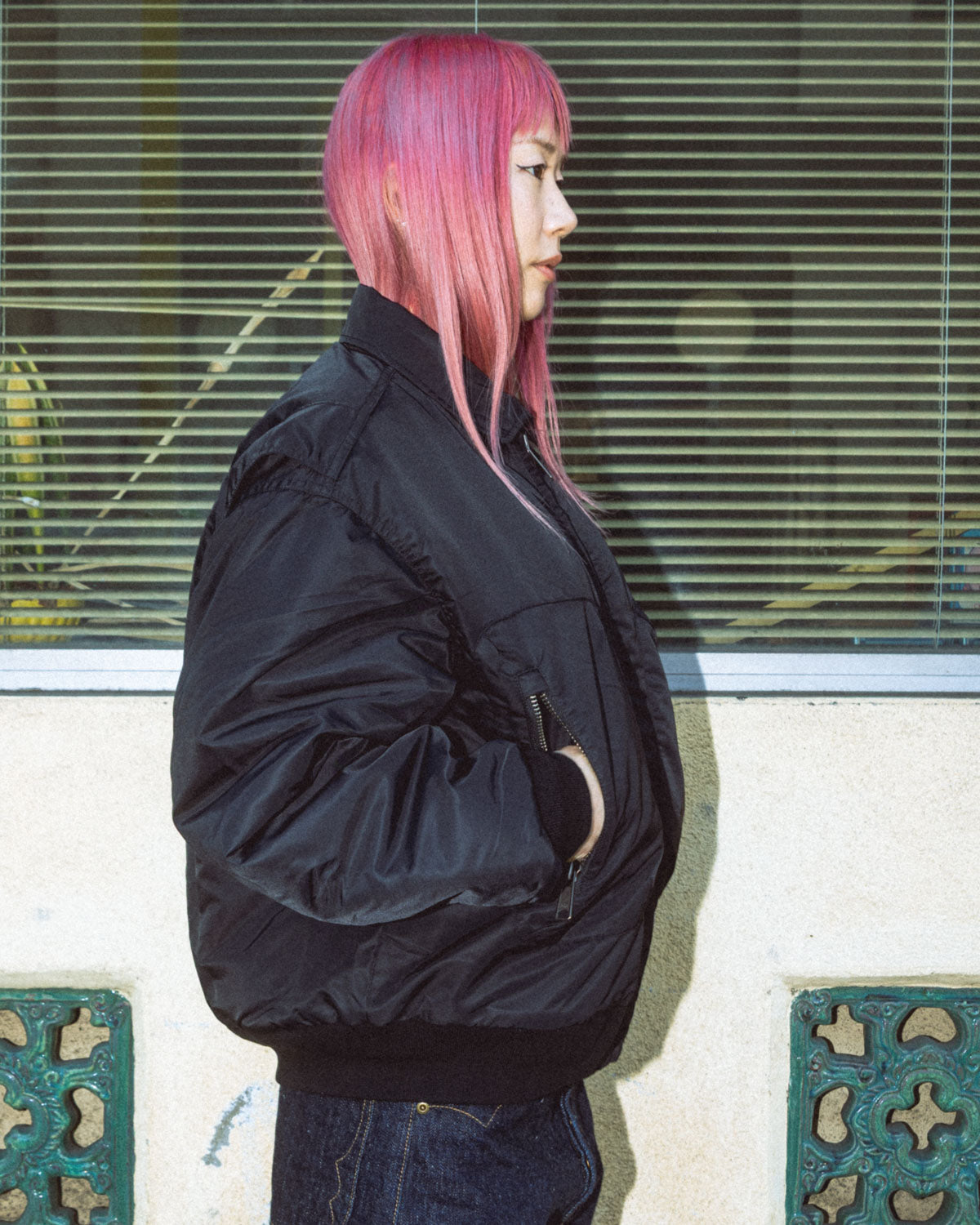 Embroidered 3D Flight Jacket  - Black 4