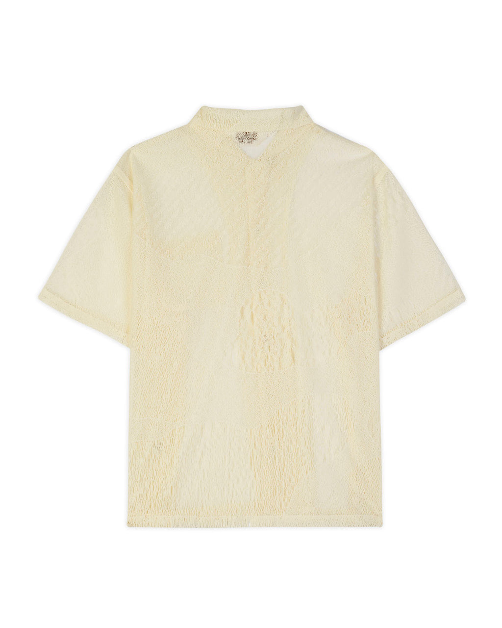 Engineered Mesh Short Sleeve Button Up - Natural 2