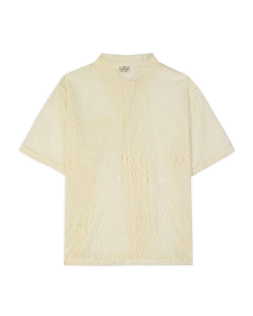 Engineered Mesh Short Sleeve Button Up - Natural 2