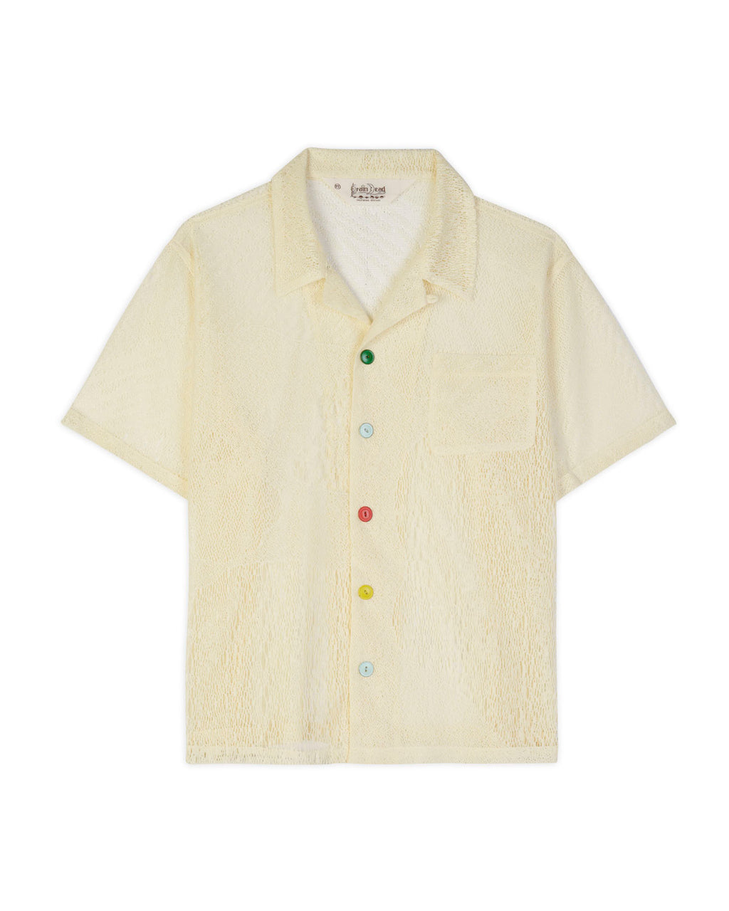 Engineered Mesh Short Sleeve Button Up - Natural