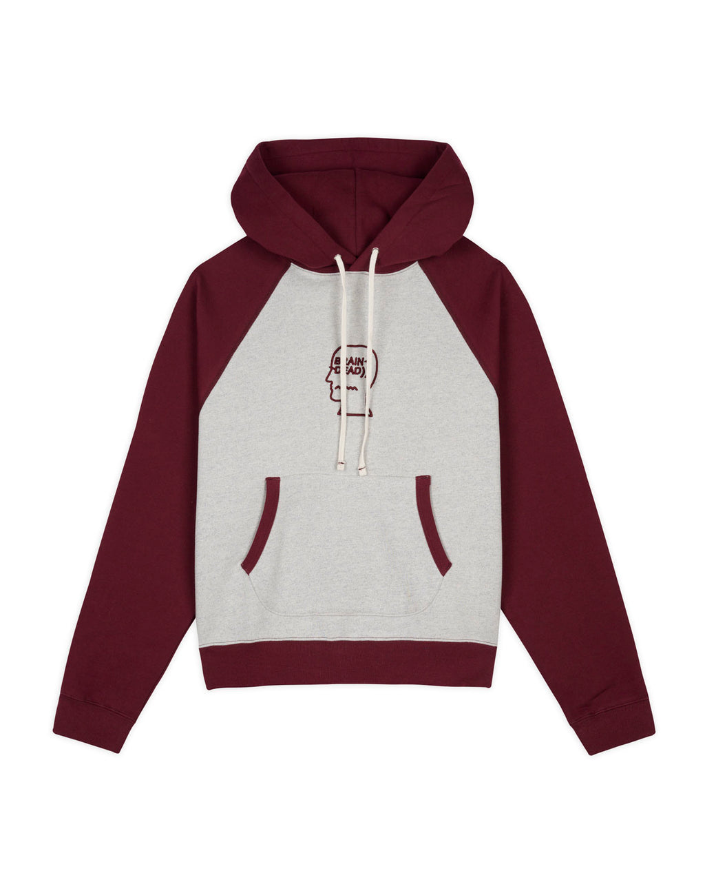 Fleece Logo Head Raglan Hoodie - Oatmeal Maroon