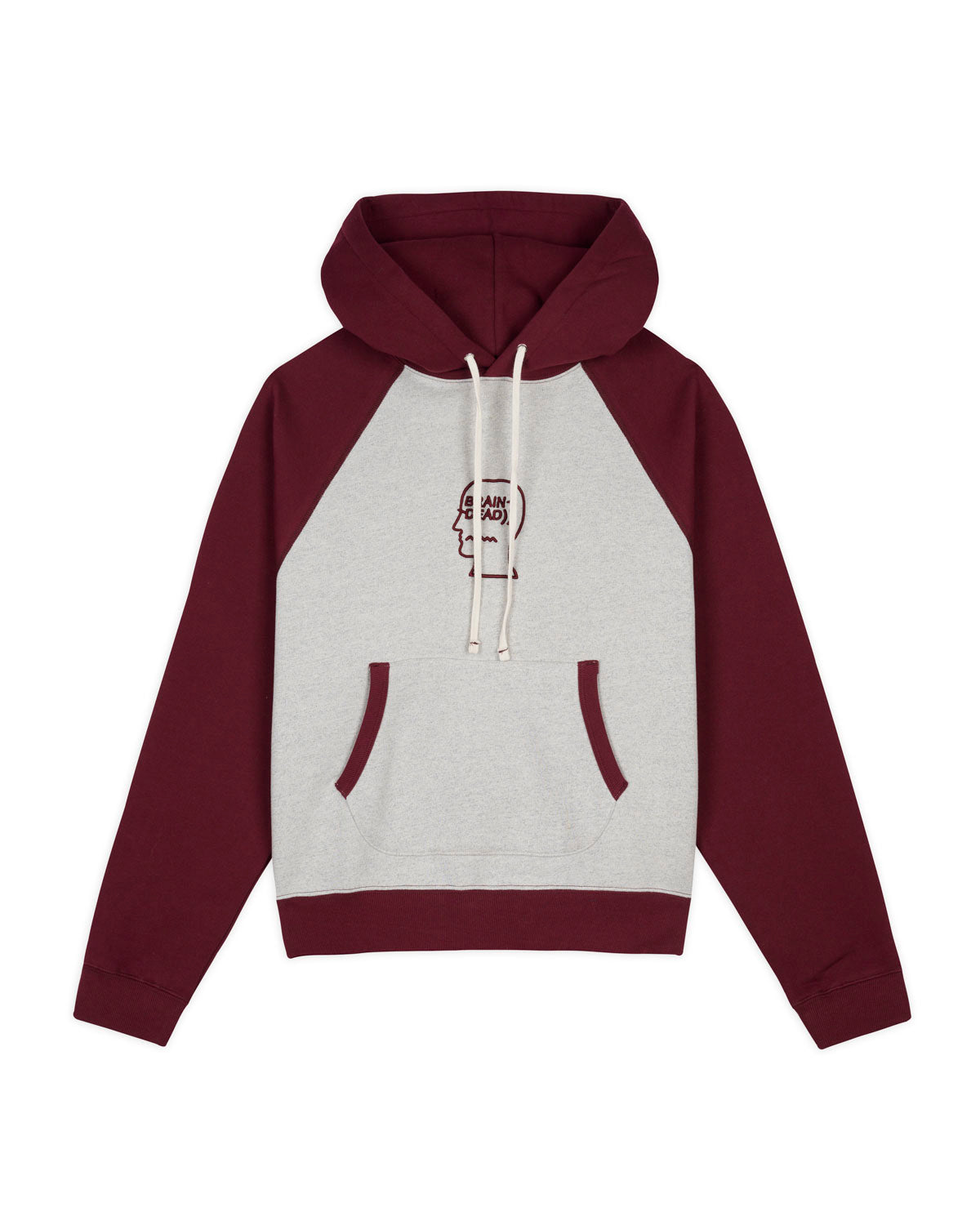 Fleece Logo Head Raglan Hoodie - Oatmeal Maroon 1