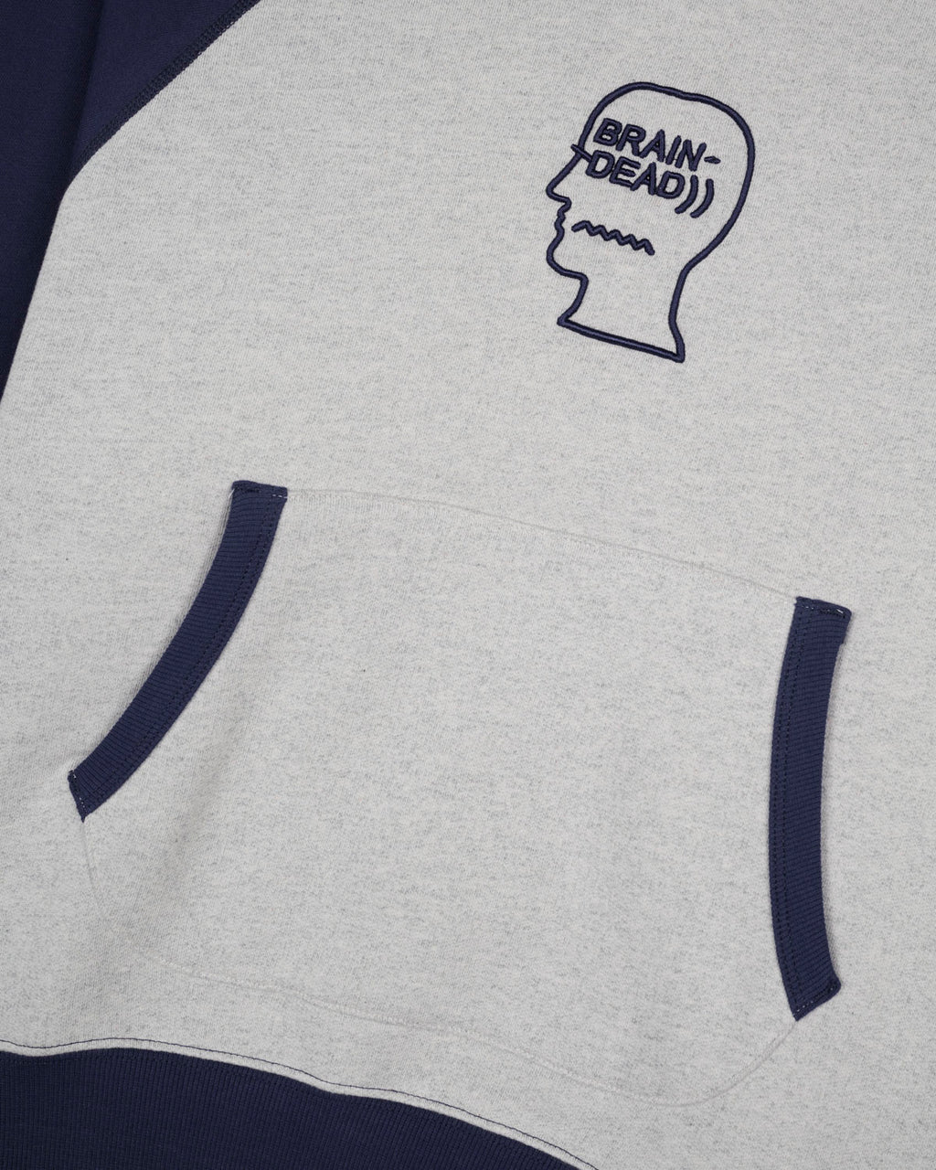 Fleece Logo Head Raglan Hoodie - Oatmeal Navy 3