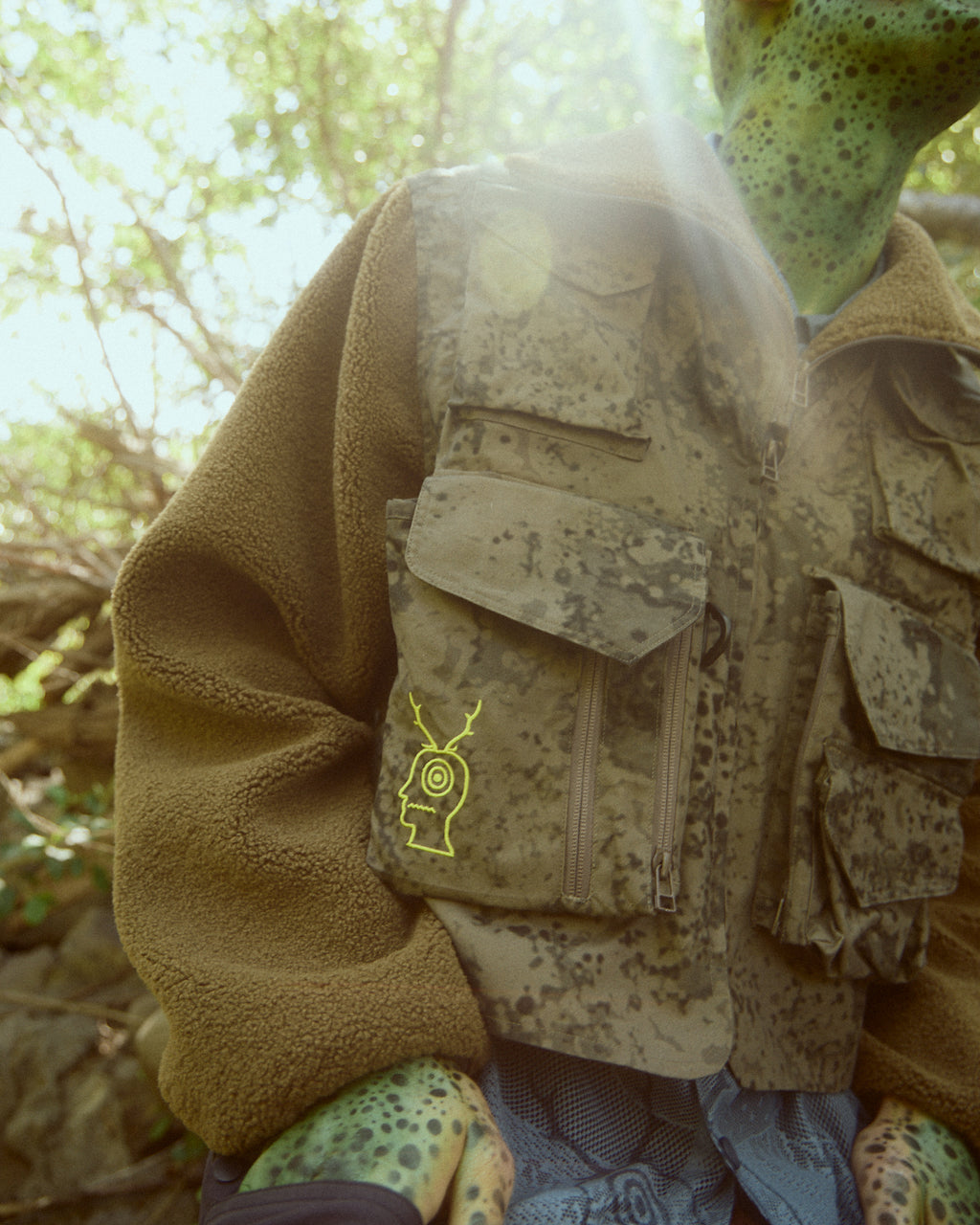 Brain Dead x South2 West8 Fleece Sleeve Tenkara Short Jacket - Grey 6