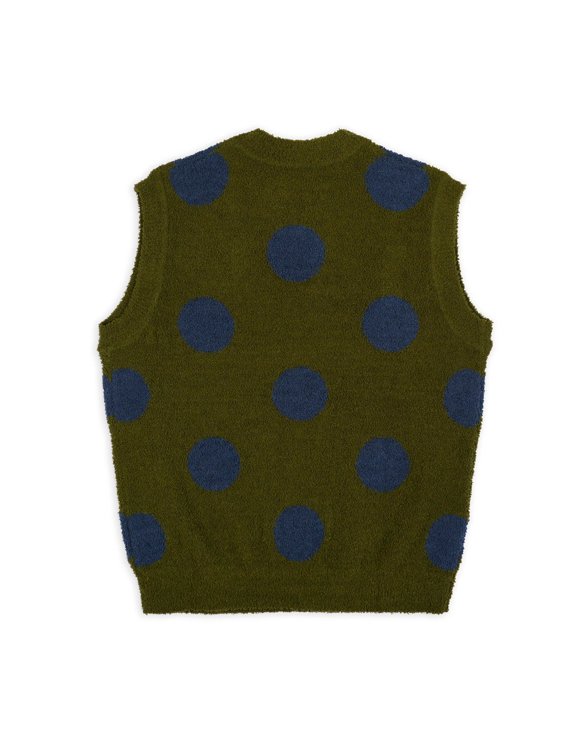 Teddy Fur Dot Knit Vest - Olive 2