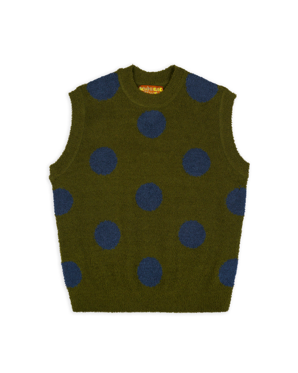 Teddy Fur Dot Knit Vest - Olive 1