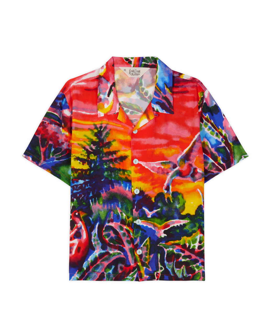 Forgotten Forest Short Sleeve Button Up Shirt - Red