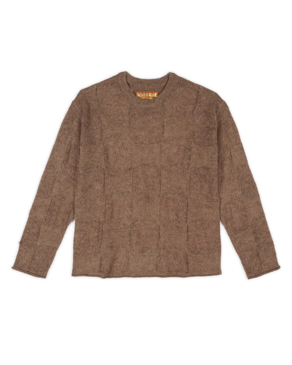 Fuzzy Threadbare Warped Check Sweater - Brown 1