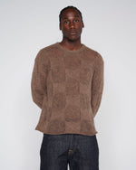 Fuzzy Threadbare Warped Check Sweater - Brown 4