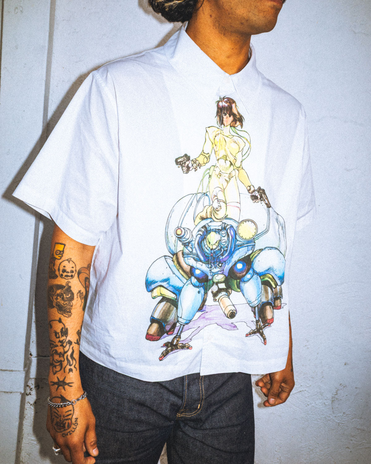 Brain Dead x Ghost In The Shell Fuchikoma Button Up - White