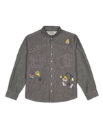 Garden Party Chambray Button Up Shirt - Gray 1
