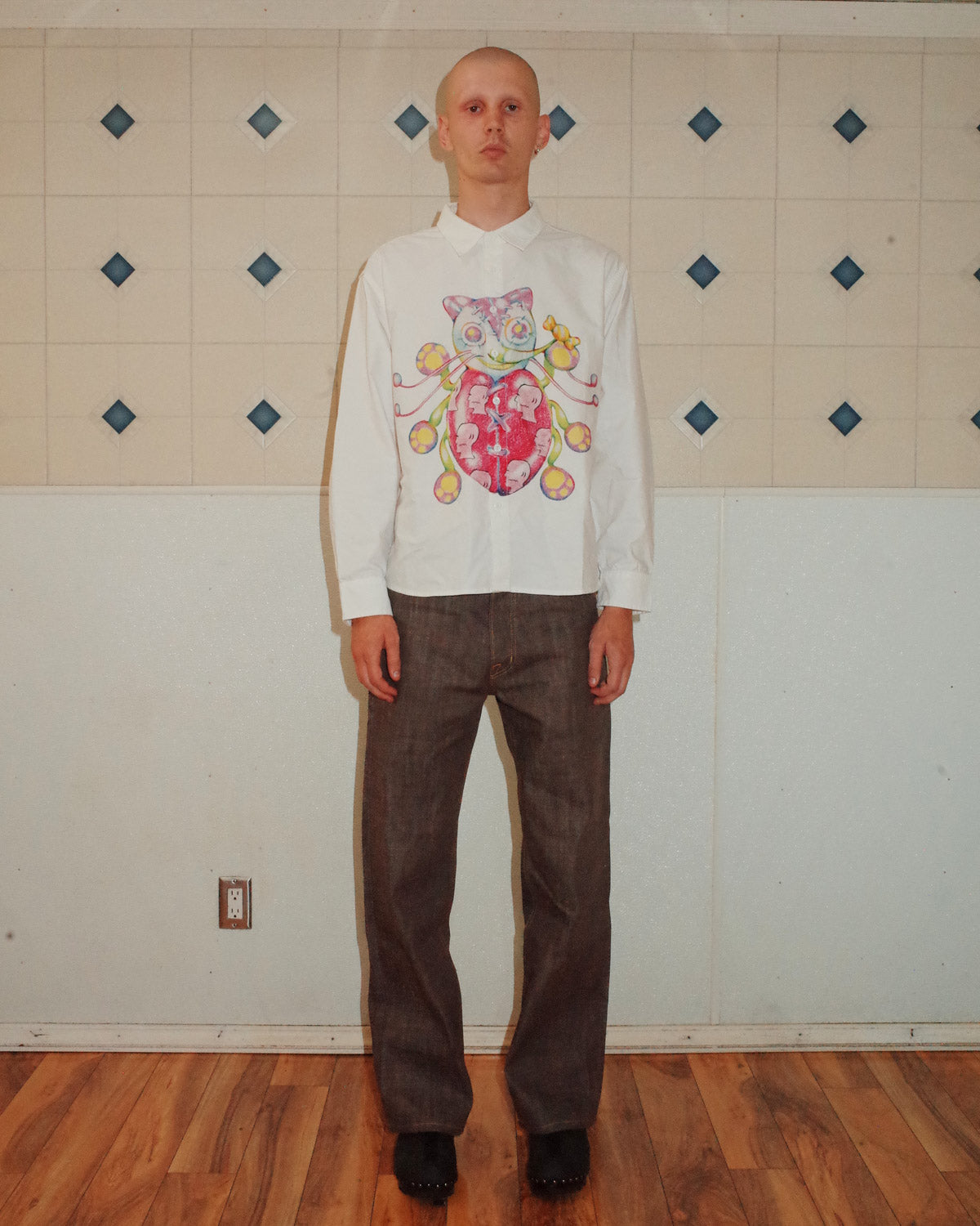 Gaspar Heart Button Up Oxford - White – Brain Dead