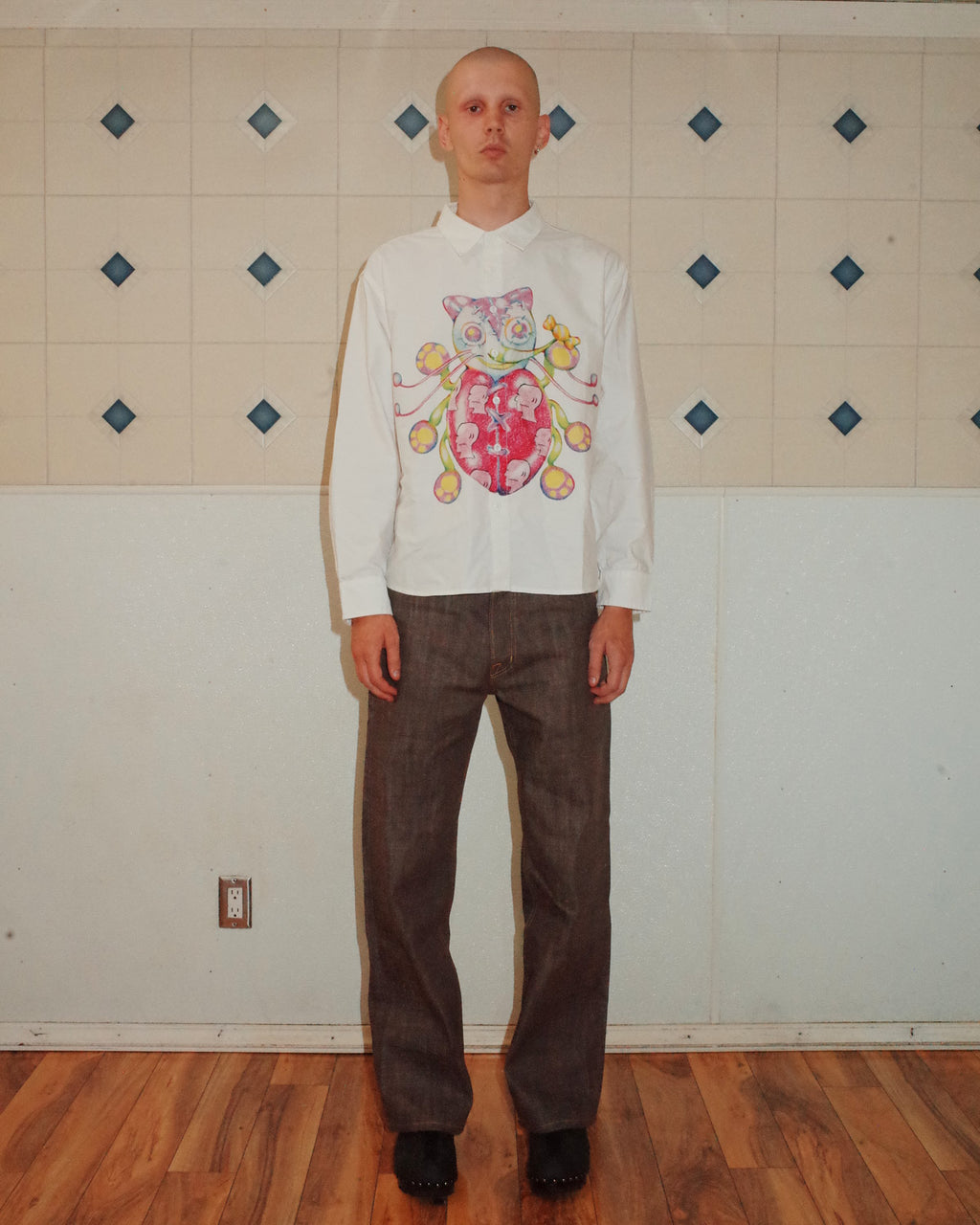 Gaspar Heart Button Up Oxford - White 2