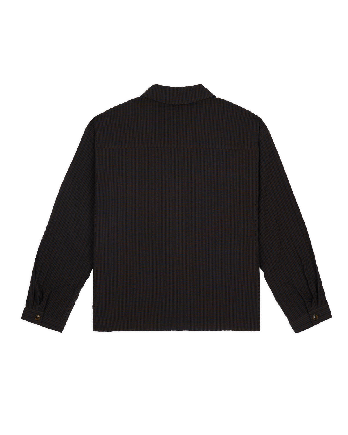 Gingham Round Collar Shirt - Black 5