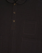 Gingham Round Collar Shirt - Black 3