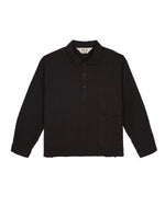 Gingham Round Collar Shirt - Black 1