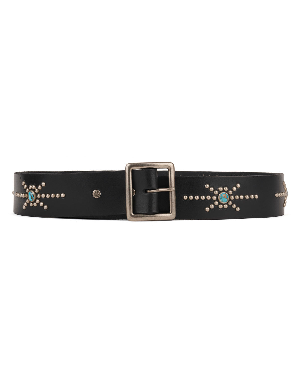 MaxMara Weekend Black Thin Leather Belt with Mint Green/Blue Distressed Studs Leather belt Max Mara Weekend Green size S International in  main image 2