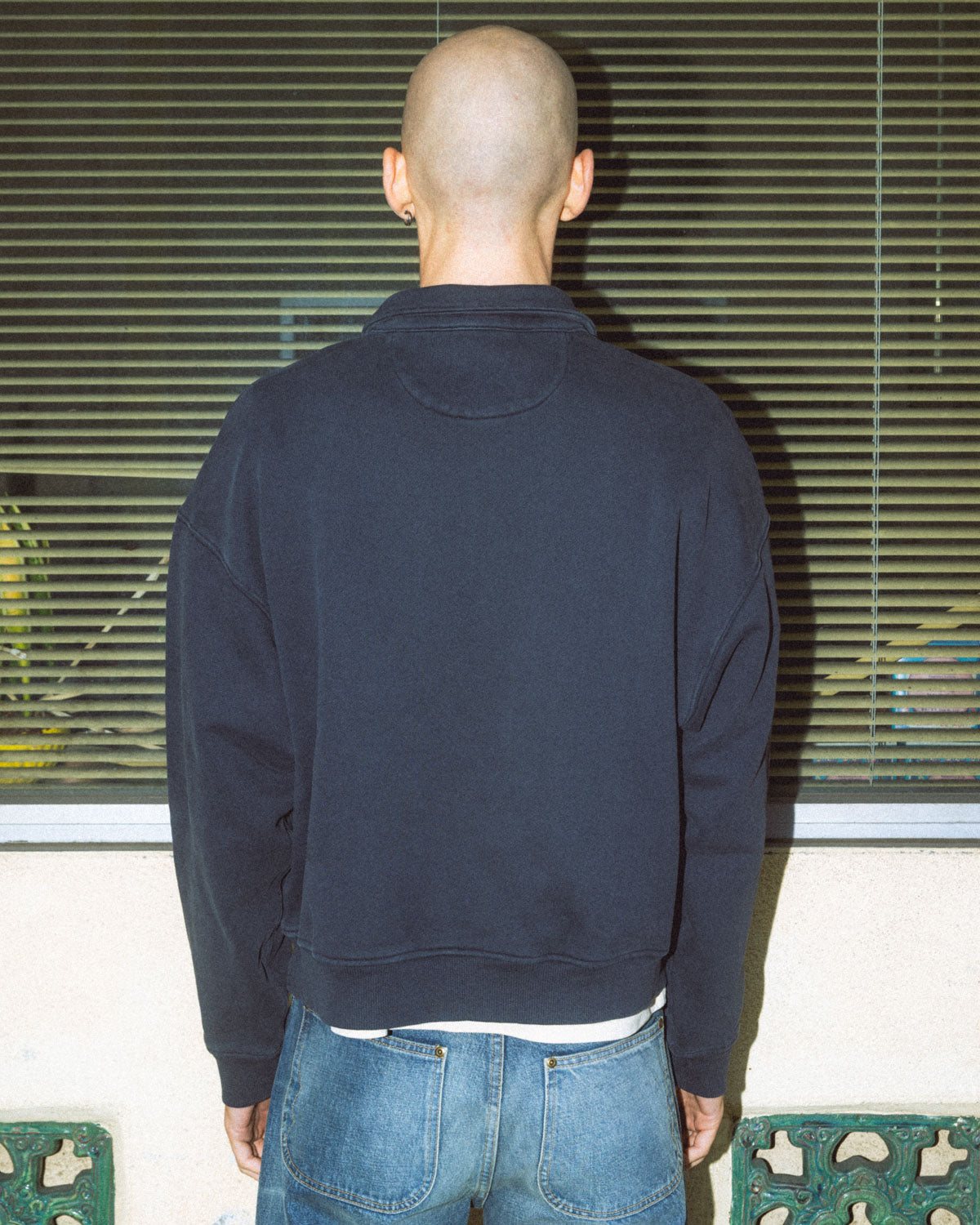 Half Zip Collared Sweatshirt - Washed Black – Brain Dead