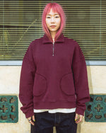 Half Zip Collared Sweatshirt - Wine 8